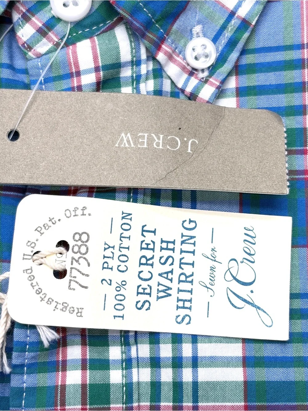 J. Crew Plaid Button Down Shirt Blue Green Cotton Men’s XL NWT